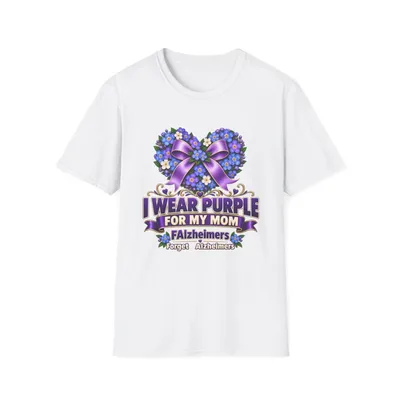 I Wear Purple For My Mom — vista delantera de la camiseta blanca